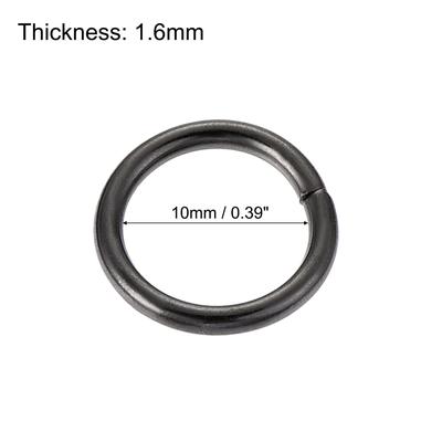 Metal O Rings, 10mm(0.39") ID 1.6mm Thick Non-Welded O-Ring, Dark Gray - Dark Grey