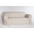 Cotton Twill One Piece Loveseat Slipcover in Natural