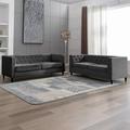 MUZZ Velvet Sofa Set Modern Sofa Set Furniture with Tufted Button Mid-Century Upholstered Sofa Couches for Living Room Bedroom (Sofa&Loveseat Dark Grey)