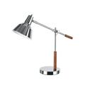 Aspen Creative 40042 24 1/2 High Modern Metal Desk Lamp Chrome Finish with Wood Accents and Metal Lamp Shade 23 wide