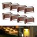 ZOELNIC Solar Deck Lights Outdoor Solar Step Lights LED Waterproof Solar Fence Lights Stair Lights for Railing Deck Patio Yard Post and Driveway Warm White
