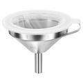 Uxcell 5.1 Dia Stainless Steel Kitchen Funnel with 200 Mesh Strainer White Silver Tone