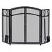 Panacea 15138 3 Panel Black Arch Steel Fireplace Screen With Doors - Quantity of 1