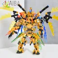 HUIQIBAO – blocs de construction modèle Mecha Ninja en or 4 en 1 Robot Dragon avec figurines