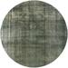 Ahgly Company Indoor Round Mid-Century Modern Dark Olive Green Oriental Area Rugs 8 Round