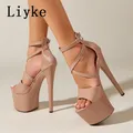 VEYKE-Sandales à plateforme en cuir verni pour femmes chaussures de pole légitisexy à talons hauts