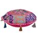 Stylo Culture Indian Round Throw Pillows For Bed Vintage Patchwork Floor Cushion Cover Dark Pink Small Throw Pillow Covers 18 x 18 Decorative Decor Tuffet Pouffe Cover Seat Cotton Embroidered 1 Pc