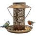 Solar Bird Feeder for Outside Hanging Wild Bird feeders Outdoor Solar Bird Houses with Hook Metal Bird Feeder with Solar Light (20 cm/7.8 in) (Brown) by FANFX