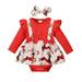 Baby Rompers Girl 3-6 Months Girl Baby Jumper Christmas Day Baby Girls Boys Cute Ribbed Romper Dress Long Sleeve O Neck Bowknot Deer Printed Jumpsuit Xmas Outfits Cute Baby Girl Summer Clothes