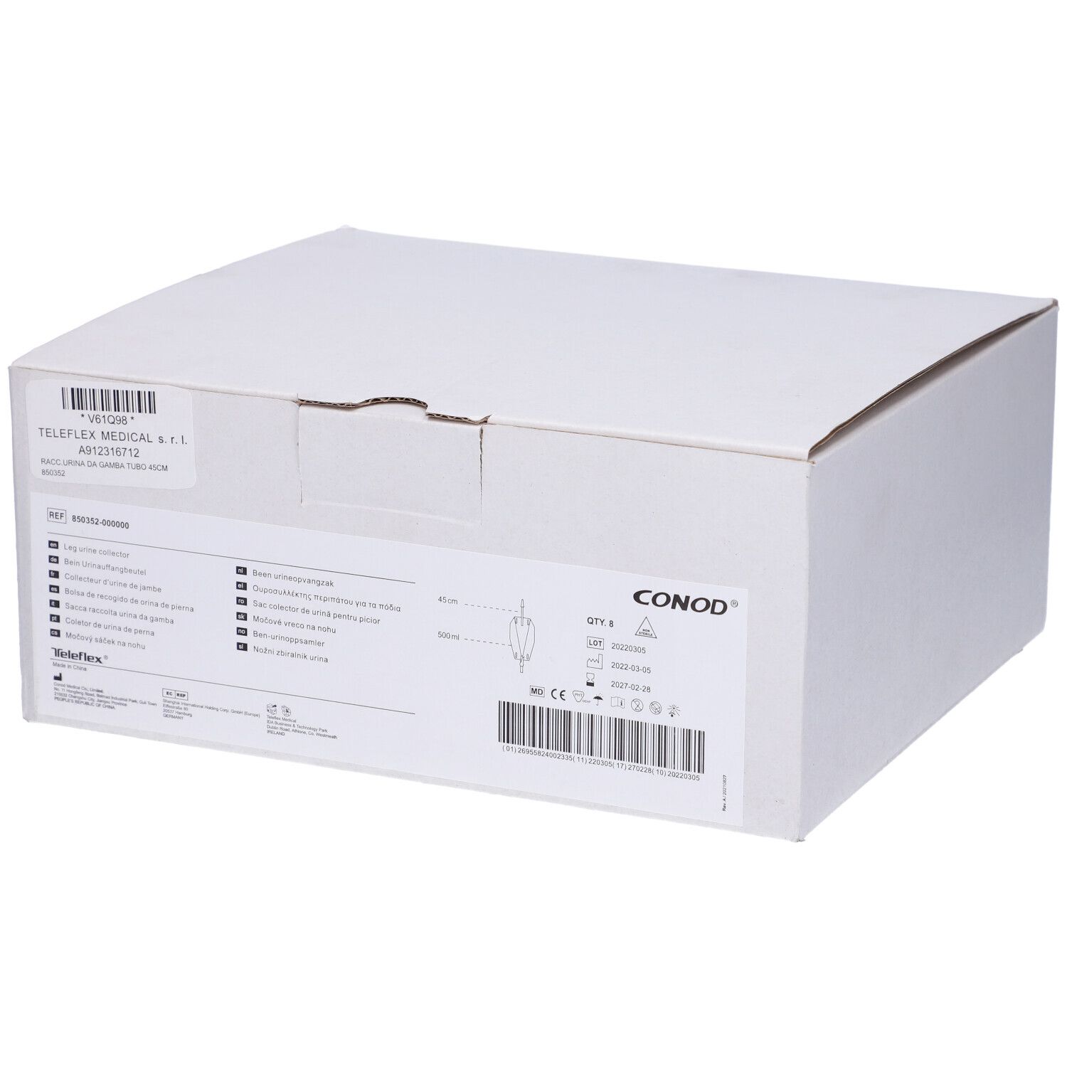 Sacca Raccogli Urina Da Gamba Per Incontinenza 3 Camere Comfort 500 Ml