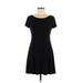 Anna Grace Casual Dress - A-Line Scoop Neck Short sleeves: Black Print Dresses - Women's Size Small