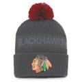 Men's Fanatics Branded Charcoal Chicago Blackhawks Authentic Pro Home Ice Cuffed Knit Hat with Pom