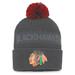 Men's Fanatics Branded Charcoal Chicago Blackhawks Authentic Pro Home Ice Cuffed Knit Hat with Pom