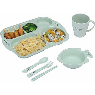 Dinnerware Set, Wheat Straw Dinnerware Set, Set of 6 Lightweight Wheat Straw Plates, with Children