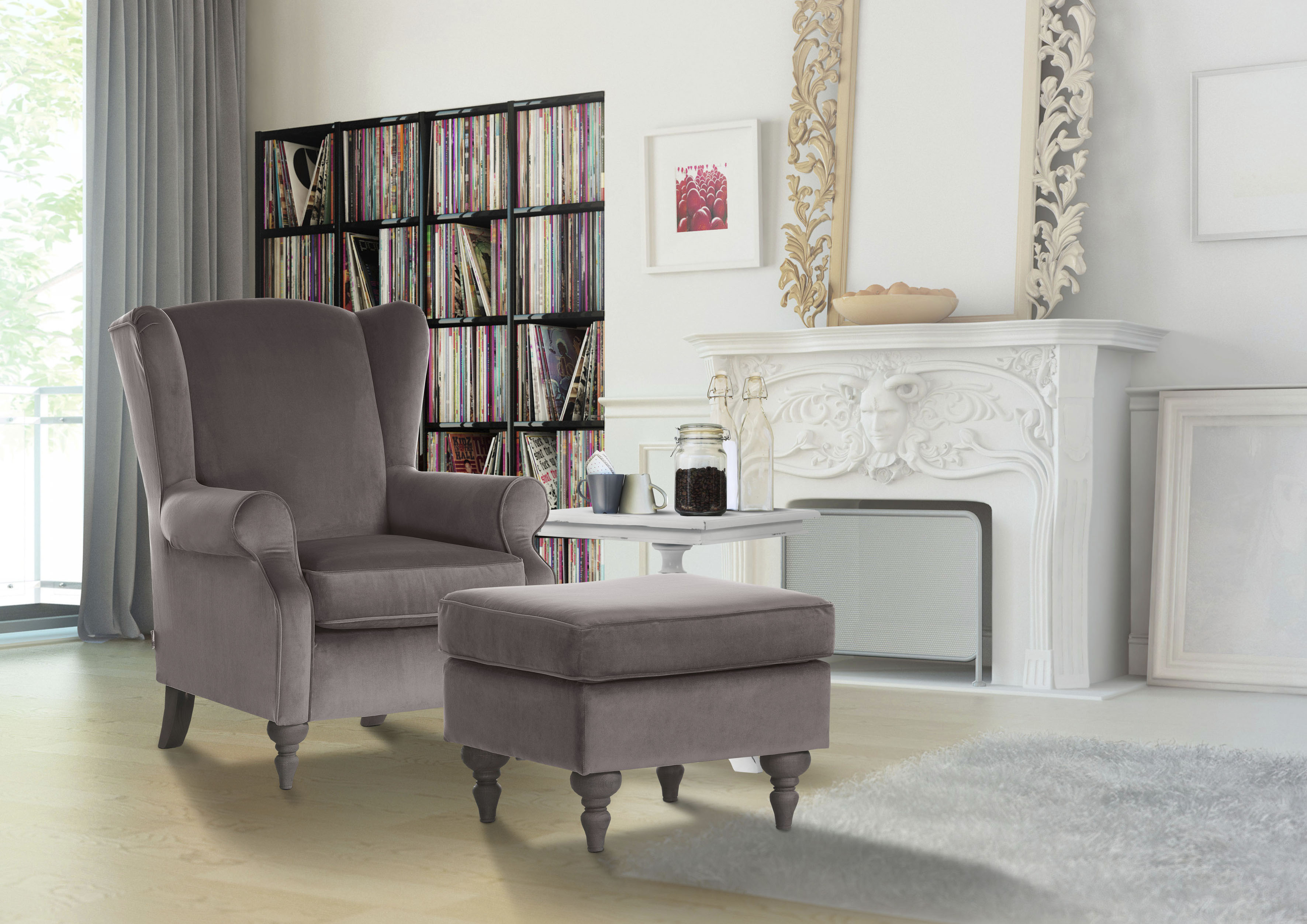 Ohrensessel GUTMANN FACTORY, braun (braun, grau, beige, anthrazit), B:83cm H:102cm T:87cm, 100% Polyester, Sessel, Ohrensessel