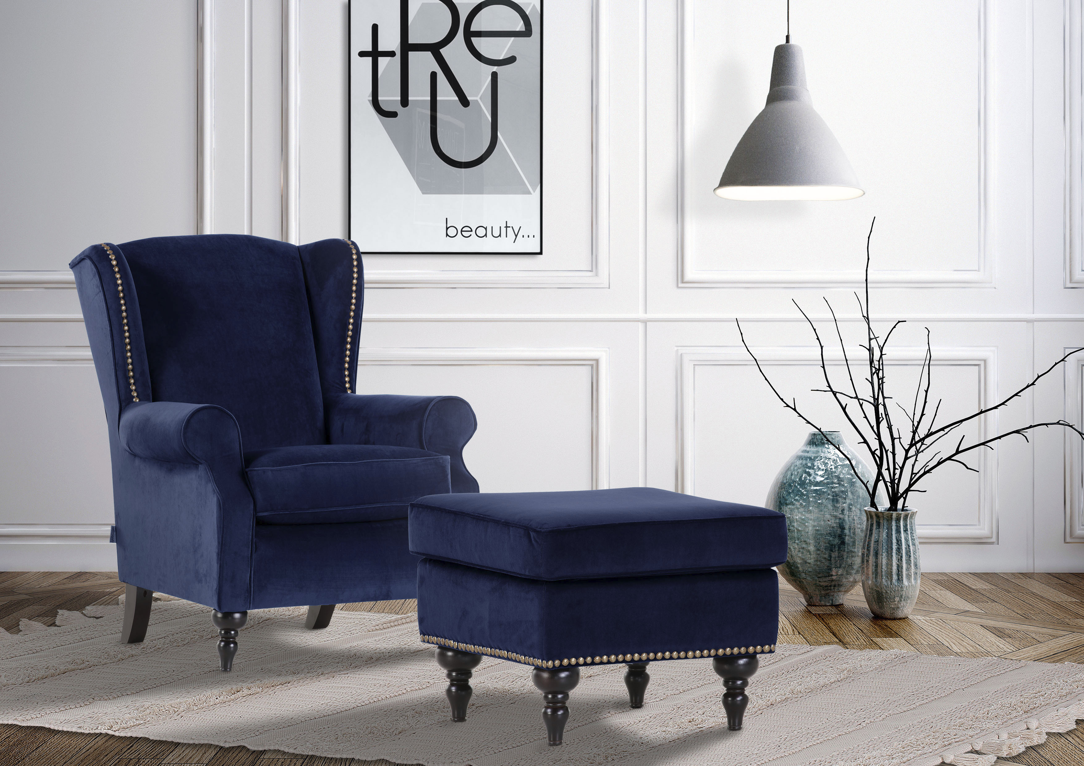 Ohrensessel GUTMANN FACTORY, bunt (blau, türkis, dunkelgrün, rot, moosgrün), B:83cm H:102cm T:87cm, 100% Polyester, Sessel Image