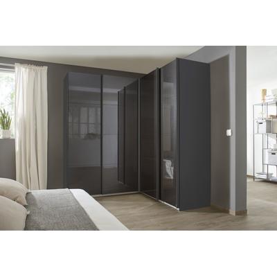 Schwebetürenschrank RAUCH "Quadra", grau (graumetallic, hochglanz effektgrau), B:181cm H:210cm T:187cm, Holzwerkstoff, Schränke, Eckschrank inkl. Türendämpfer und Schubladeneinsatz Image