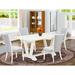 Red Barrel Studio® Contara 5 - Piece Rubberwood Solid Wood Dining Set Wood/Upholstered in White | 30" H x 60" L x 36" W | Wayfair