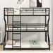 Isabelle & Max™ Queen Size Triple Bunk Bed w/ Long & Short Ladder, Metal Bed in Black | 74 H x 62.4 W x 82.6 D in | Wayfair