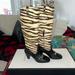 Gucci Shoes | Gucci Zumi Tiger Print Calf Hair Interlocking G Horsebit Knee High Riding Boots | Color: Black/Cream | Size: 8