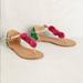 Anthropologie Shoes | Anthropologie Pom Pom Embroidered Sandals Size 37 | Color: Green/Pink | Size: 7