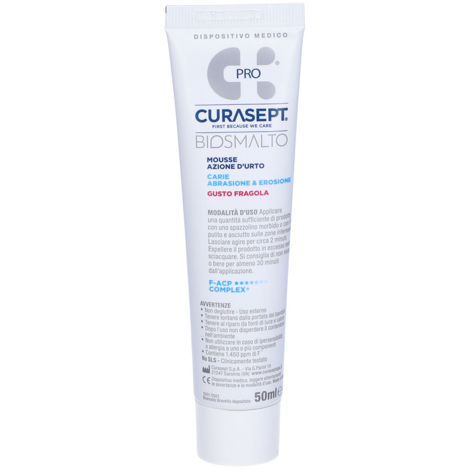 Curasept Biosmalto Mousse Gusto Fragola 50 ml Dentifricio