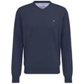 Strickpullover FYNCH-HATTON "FYNCH-HATTON Pullover mit V-Kragen", Herren, Gr. XXXL (60/62), blau (night), Strick, Obermaterial: 100% Baumwolle, unifarben, casual, bequem hüftbedeckend, V-Ausschnitt, Langarm Flachstrickbündchen, Pullover, mit...