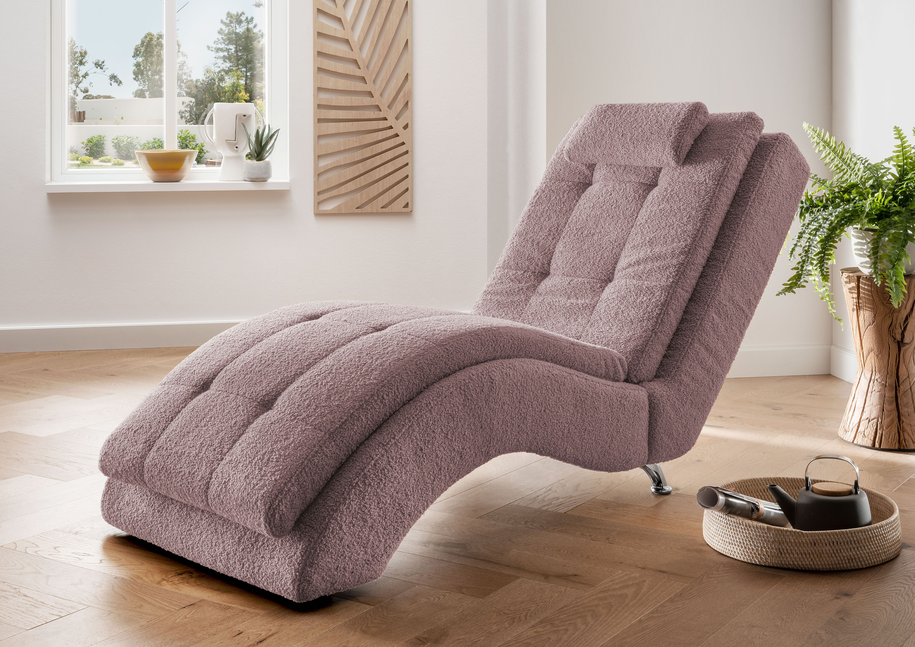 Relaxliege HOME AFFAIRE "Vengo 2, moderne Solitär Relaxpolsterliege, bequem und elegant", rosa, B:70cm H:92cm T:170cm, Sofas, mit Kopfkissen, Mattenoptik auf Korpus