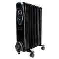 OIL Filled Radiator 9 Fin Black Heater Electric 2KW Free Standing Portable Oil Radiator with Thermostat - 3 Heater Settings, Built in Safety Features