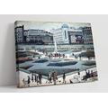 Piccadilly Gardens Ls Lowry Style Canvas Wall Art Picture Print - 47 inch wide x 32 inch high (Frame Depth 30mm)