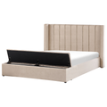 Polsterbett Beige 180 x 200 cm aus Samtstoff mit Stauraum Elegantes Doppelbett Modernes Design