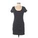 H&M Casual Dress - Mini Scoop Neck Short sleeves: Blue Print Dresses - Women's Size Medium