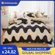 Solstice-Parure de lit avec drap plat et taie d'oreiller imprimé dessin animé rayures ondulées