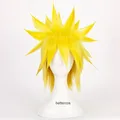 Perruque de Cosplay Minato Namikaze Cheveux Synthétiques Courts Jaune Citron Bonnet Degré de