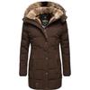 Wintermantel MARIKOO "Lieblings Jacke", Damen, Gr. XS (34), braun (dunkelbraun), Oberstoff: 100% Polyester, Futter: 100% Polyester, Wattierung: 100% Polyester, Ärmelfutter: 100% Polyester, Kunstpelz: 90% Polyacryl, 10% Polyester, casual, tailliert...