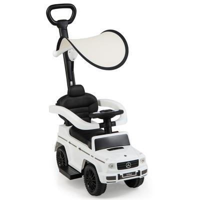 Costway 3-In-1 Ride on Push Car Mercedes Benz G350 Stroller Sliding Car with Canopy-White