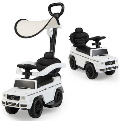 Costway 3-In-1 Ride on Push Car Mercedes Benz G350 Stroller Sliding Car with Canopy-White