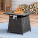 Gas Fire Pit Table, 28 Inch 50,000BTU Progane Fire Pits Table with Blue Fire Glass and Lid, Black