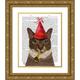 Fab Funky 15x18 Gold Ornate Wood Framed with Double Matting Museum Art Print Titled - Tortoiseshell Cat Party Hat