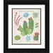 Wild Apple Portfolio 15x18 Black Ornate Wood Framed with Double Matting Museum Art Print Titled - Succulent and Cacti Chart IV on Wood
