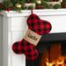 The Holiday Aisle® Dog Bone Personalized Stocking Polyester in Black/Brown/Red | 11 H x 16 W in | Wayfair A3C07687A81546C58EC767A9DA2B3510