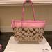 Coach Bags | Coach Jacquard Khaki Signature Gallery Tote With Lg Pink Band #11691. | Color: Pink/Tan | Size: Med