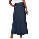 Plus Size Women's Stretch Knit Maxi Skirt by The London Collection in Navy (Size 22/24) Wrinkle Resistant Pull-On Stretch Knit