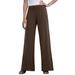 Plus Size Women's Stretch Knit Wide Leg Pant by The London Collection in Chocolate (Size 22/24) Wrinkle Resistant Pull-On Stretch Knit