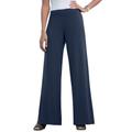 Plus Size Women's Stretch Knit Wide Leg Pant by The London Collection in Navy (Size 22/24) Wrinkle Resistant Pull-On Stretch Knit
