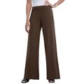 Plus Size Women's Stretch Knit Wide Leg Pant by The London Collection in Chocolate (Size 30/32) Wrinkle Resistant Pull-On Stretch Knit