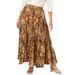 Plus Size Women's Flowing Crinkled Maxi Skirt by Jessica London in Chocolate Circle Dye (Size 36) Elastic Waist 100% Cotton