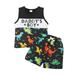 Kucnuzki 2T Toddler Boy Summer Outfits Shorts Sets 3T Sleeveless DADDY S BOY Letter Dinosaur Prints Cozy Tank Tops Elastic Cozy Shorts 2PCS Set Black