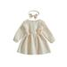 Ma&Baby Toddlers Sweater Dresses Baby Girl Corduroy Ruffle Long Sleeve Smocked Princess Party Dress
