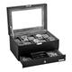 VASIHO Watch Box Organizer for Men with 10-Slot, Watch Case with Real Glass Lid, Mens Jewelry box with Removable Tray for Storage and Display, PU Leather Watch Storage Boxes, Grey SSH003H